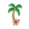 Palm Tree with Hibiscus Flower, Beach, Coastal, Embroidered, Iron on Patch